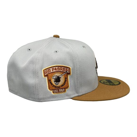 New Era 59FIFTY Fitted San Diego Padres Autumn‎ Storm 1969 Patch Cap Hat Sz 8 - Picture 3 of 7